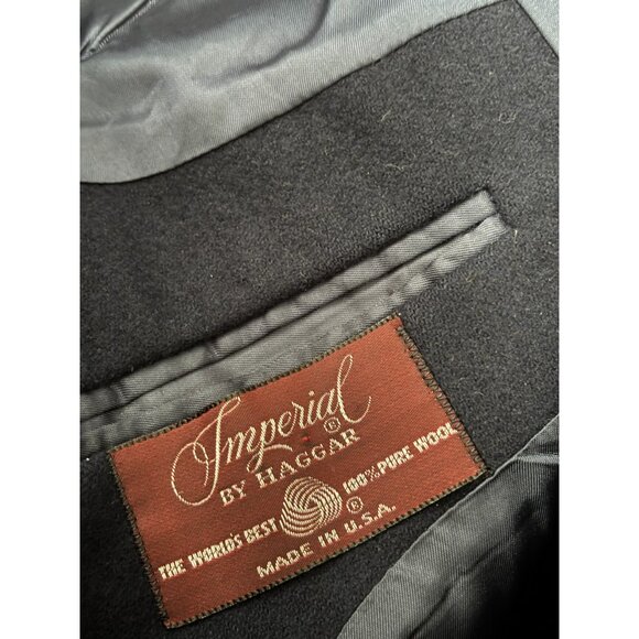 Vintage Haggar Imperial Blazer Jacket Mens 44L Navy Blue 100% Wool Sport Coat - Picture 5 of 6